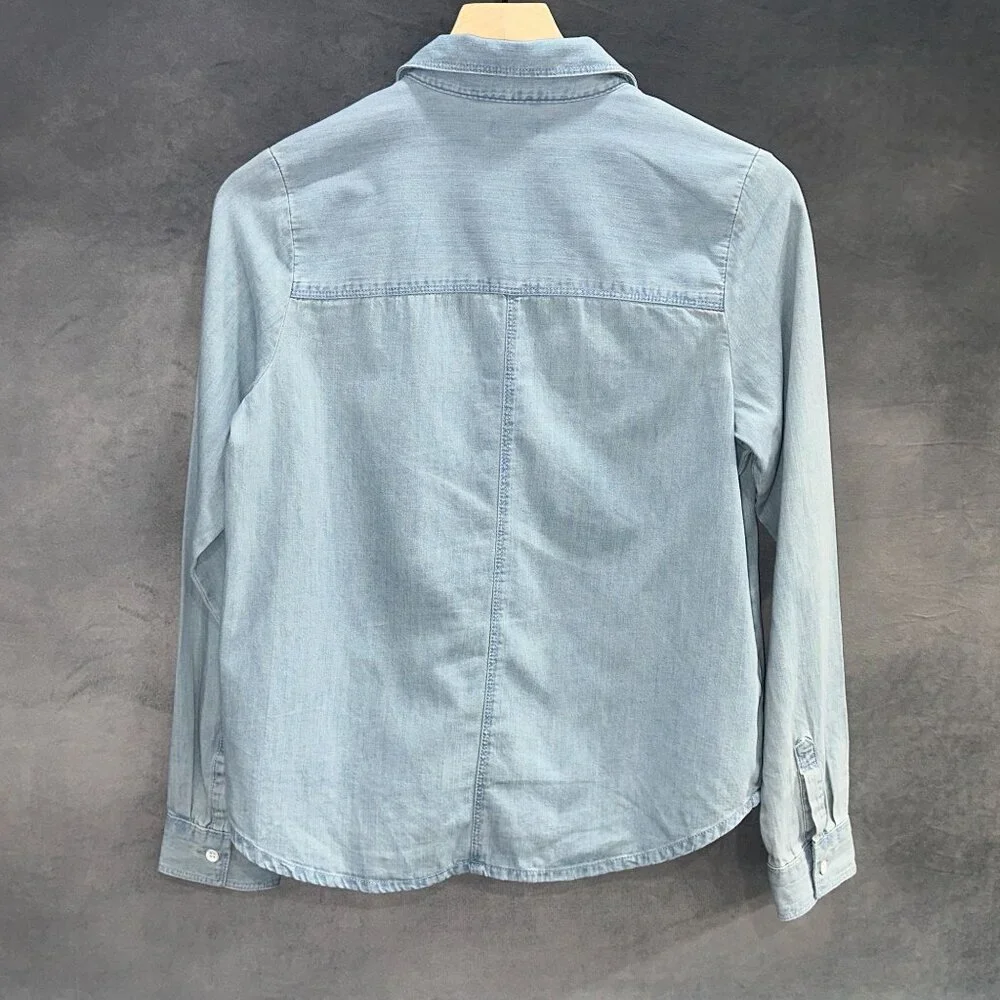 3/$30 Cat & Jack‎ Girls Light Denim Button-Down Shirt XL (14/16) Long Sleeve